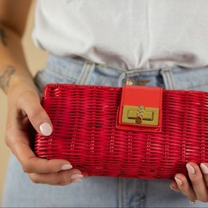 RED WOVEN CLUTCH